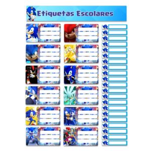 ETIQUETA ESCOLAR PERSONALIZADA SONIC