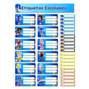 ETIQUETA ESCOLAR PERSONALIZADA SONIC