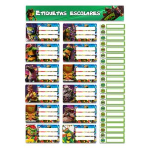 etiquetas escolares personalizadas tortugas ninja