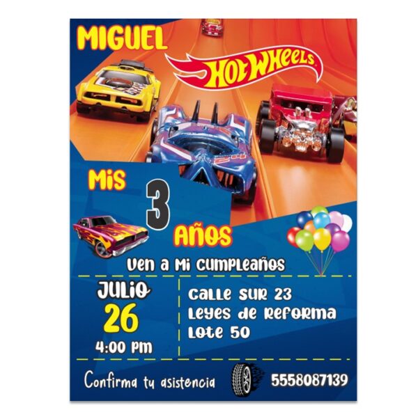 INVITACION Hot Wheels