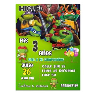 invitaciones Tortugas ninja