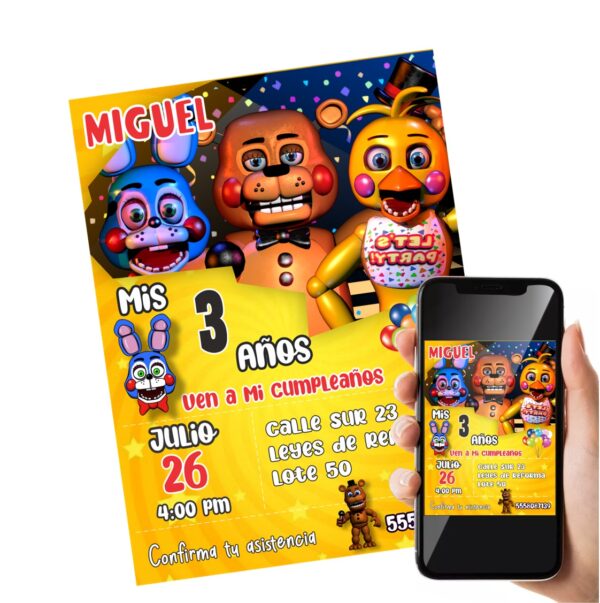 invitacion DIGITAL Five Nights at Freddys