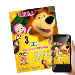 invitacion personalizada digital masha y el oso