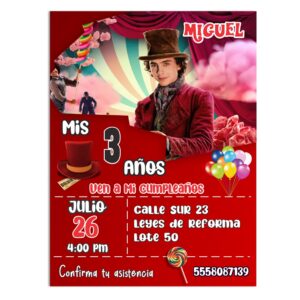 invitacion personalizada wonka