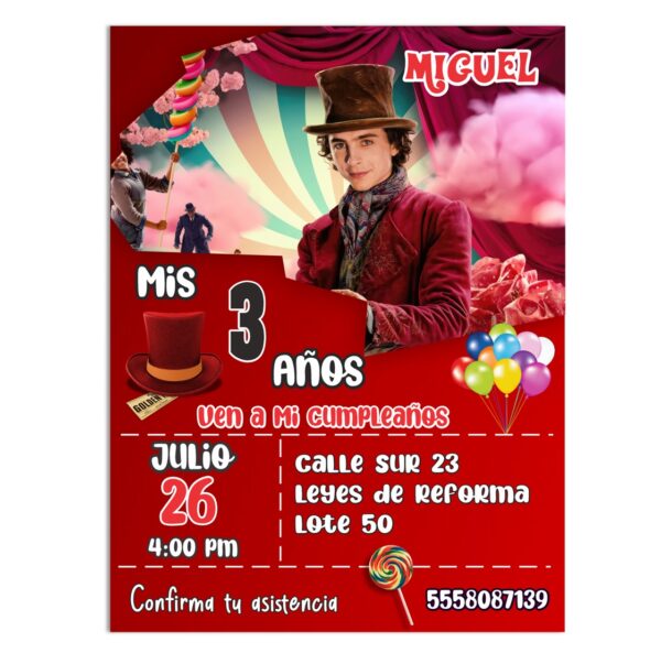 invitacion personalizada wonka