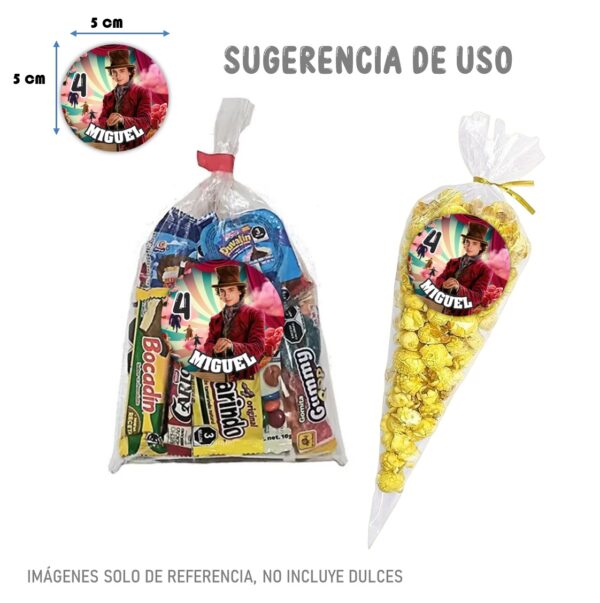 etiqueta redonda personalizada wonka