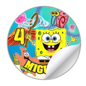 etiqueta redonda personalizada bob esponja