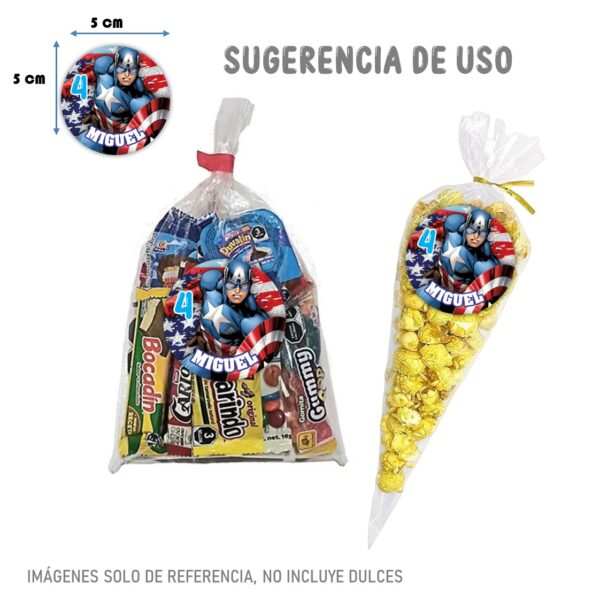 etiqueta redonda personalizada capitan america