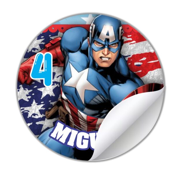 etiqueta redonda personalizada capitan america