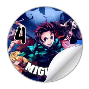 etiqueta redonda personalizada demon slayer