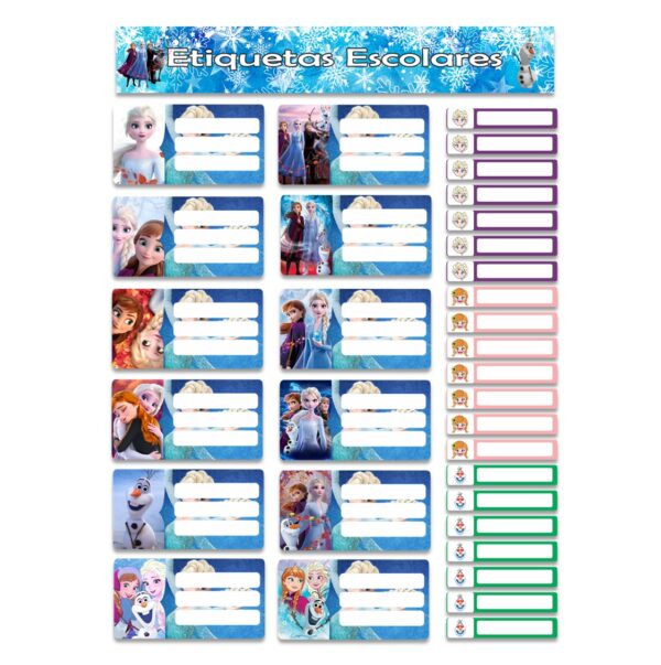 etiquetas escolares personalizadas frozen