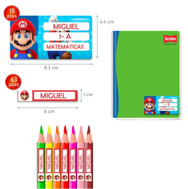 etiquetas escolares personalizadas mario bros