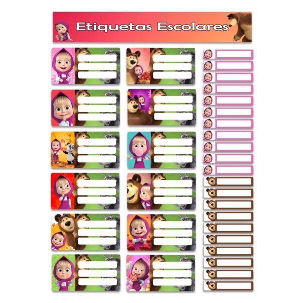 etiquetas escolares personalizadas masha y el oso