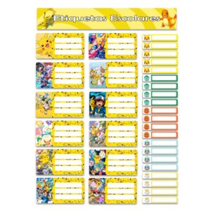 etiquetas escolares personalizadas pokemon