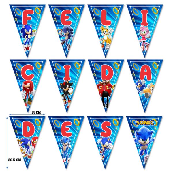 letrero banderin felicidades sonic