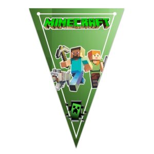 letrero banderin felicidades minecraft