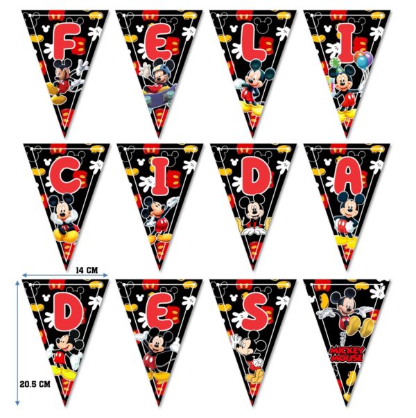 letrero banderin felicidades Mickey Mouse