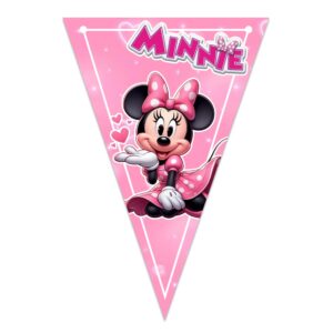 letrero banderin felicidades Minnie Mouse Rosa