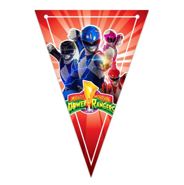 letrero banderin felicidades power rangers