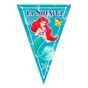 letrero banderin felicidades sirenita ariel