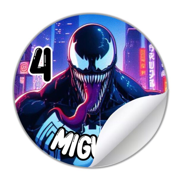 etiquetas redondas 5cm personalizadas venom