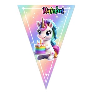 letrero banderin felicidades unicornio