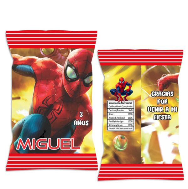 chip bag dulceros personalizado spiderman hombre araña