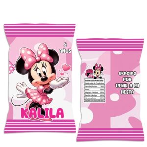 chip bag dulceras personalizadas Minnie Mouse Rosa