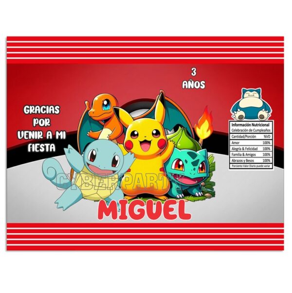 chip bag dulceras personalizadas pokemon pikachu