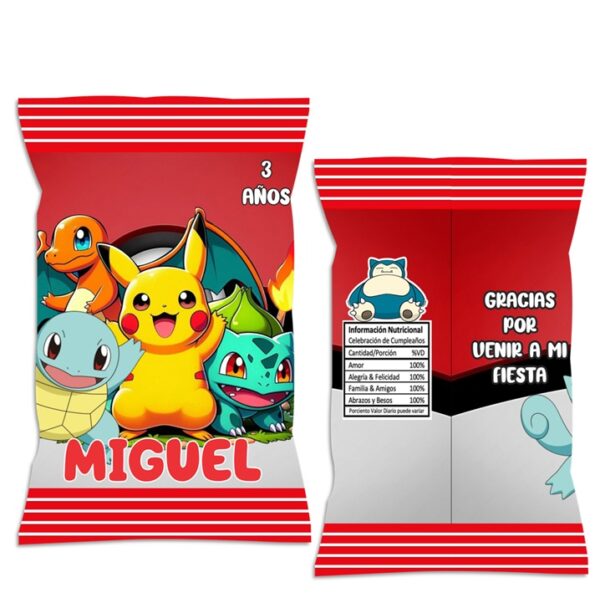 chip bag dulceras personalizadas pokemon pikachu