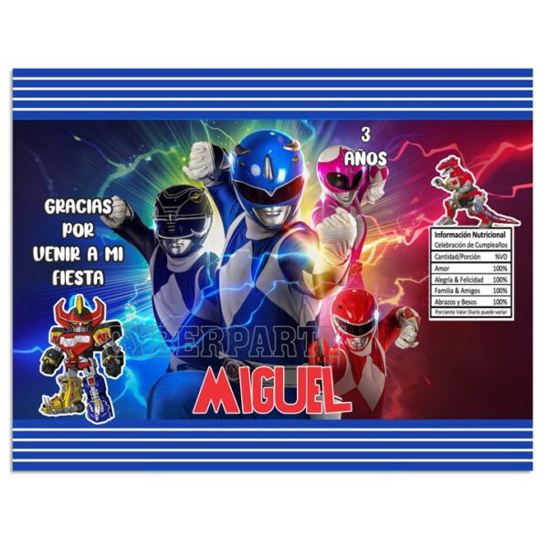 chip bag dulceras personalizadas Power Rangers
