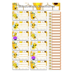 etiquetas escolares personalizadas para cuaderno y colores abejita chiquitita