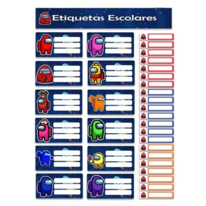 etiquetas escolares personalizadas among us