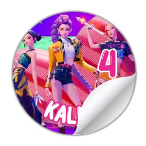 etiquetas redondas personalizadas Guerreras K Pop Demon Hunters