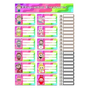 etiquetas escolares personalizadas labubu