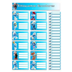 etiquetas escolares personalizados Los Pitufos