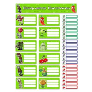 etiquetas escolares personalizadas Plantas vs Zombies
