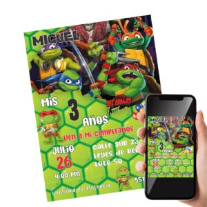 invitacion descargable personalizada tortugas ninja