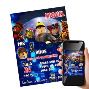 invitacion digital descargable personalizada roblox