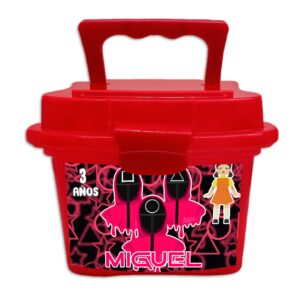 lonchera dulcera de plastico personalizada fiesta juego del calamar