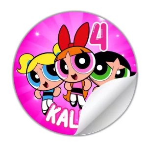 etiquetas redondas personalizadas Las chicas superpoderosas