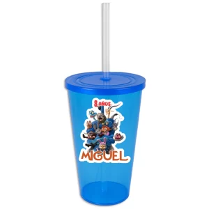 vaso de plastico personalizado con tapa y popote recuerdo fiesta zootopia
